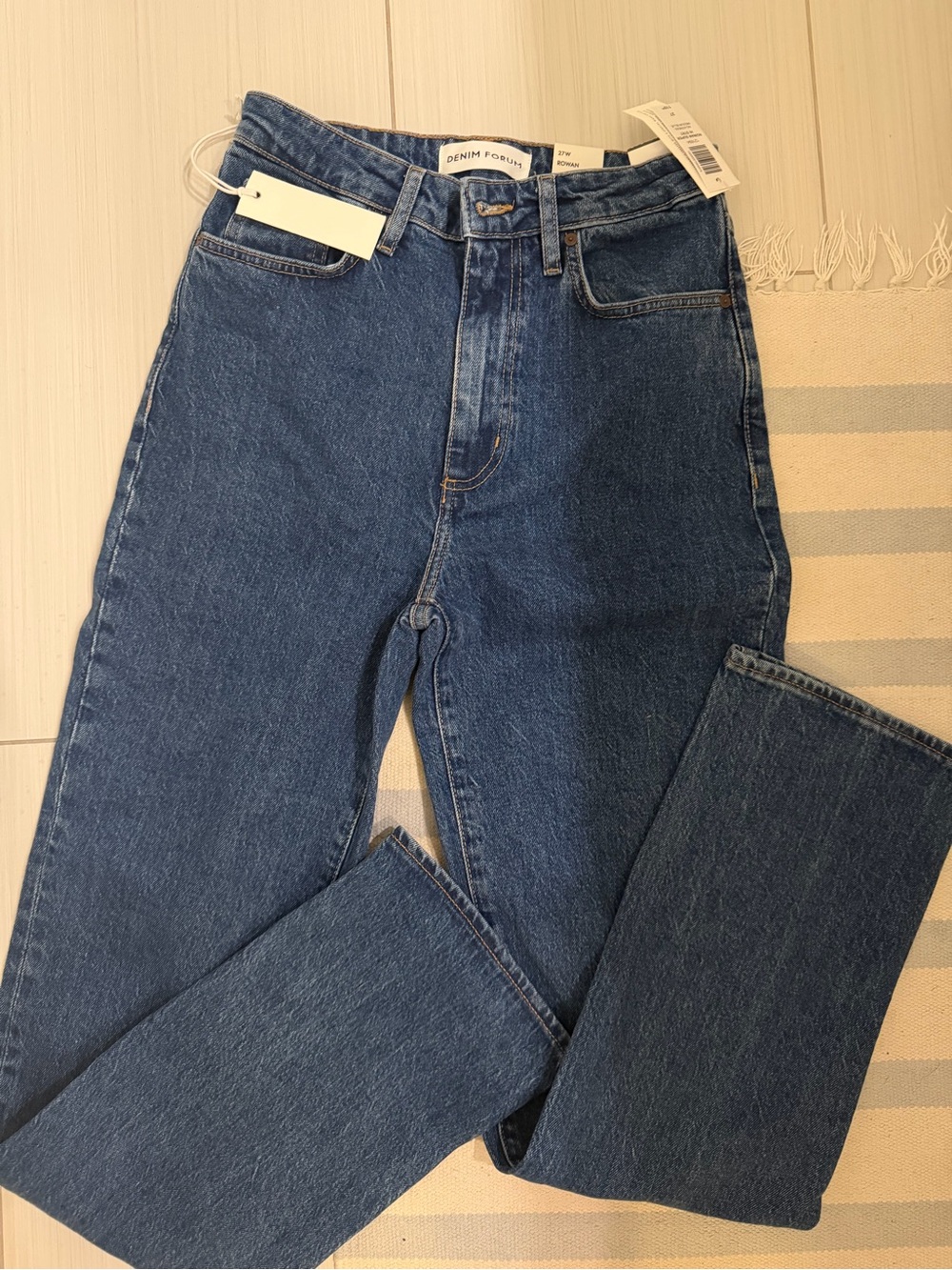 Denim Forum Women's Straight Leg Jeans in Dark Blue